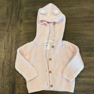 Knit jacket with hood and bear ears. 9M. Never worn.